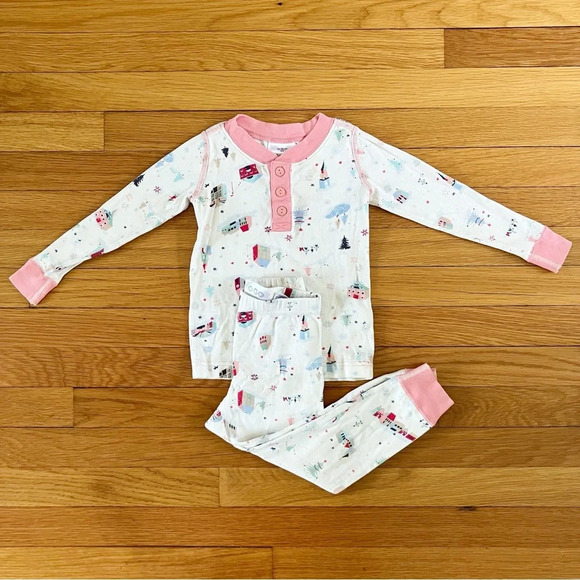Hanna Andersson Other - Hanna Andersson Christmas Winter Village Holiday Cotton Pajamas Girls 3 90